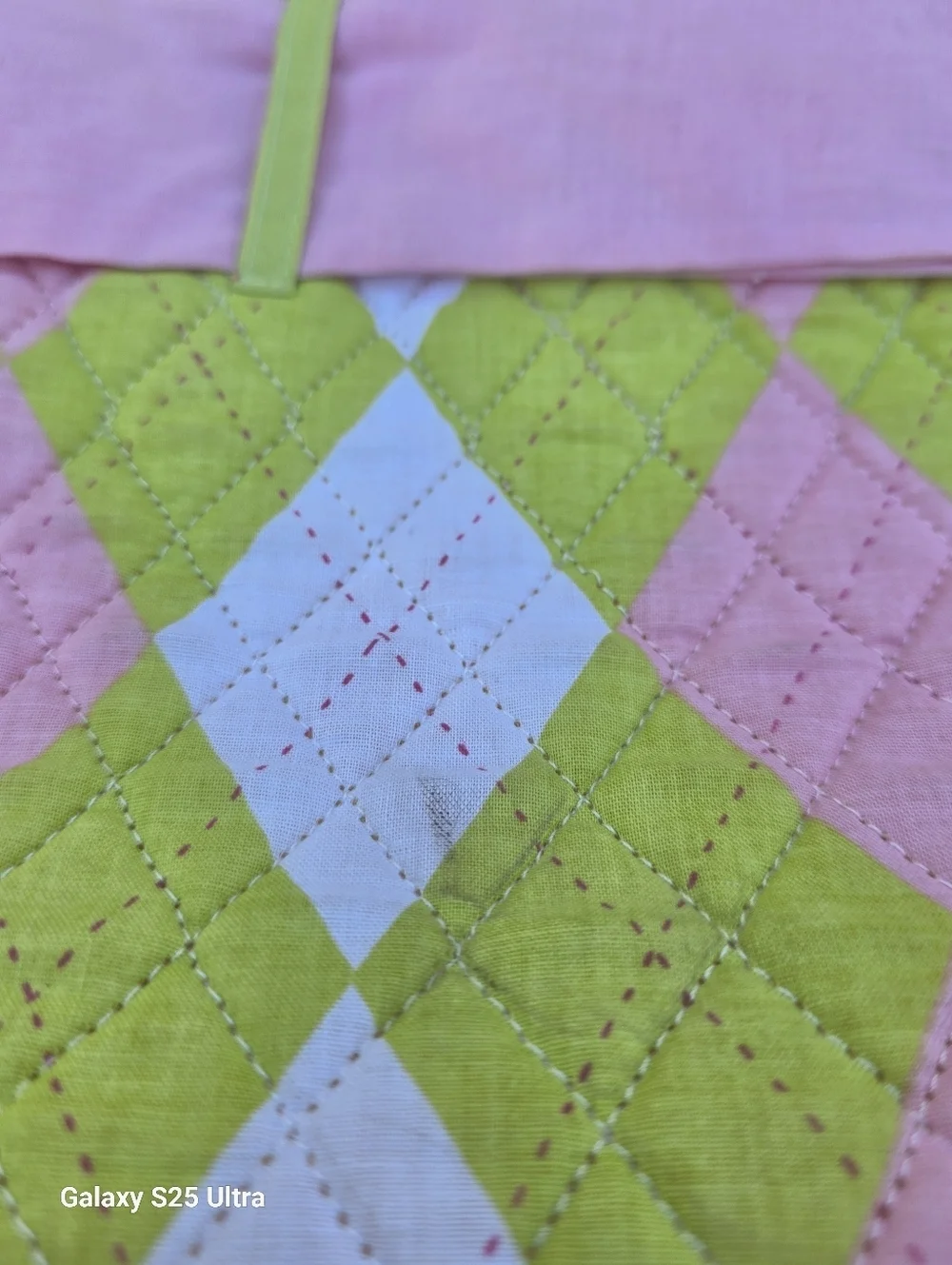 C&F Home Argyle Prepster Tote – Quilted Pink & Lime Bow Bag